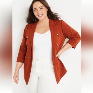Open Front 3/4 Sleeve Blazer Burnt Orange Size XS